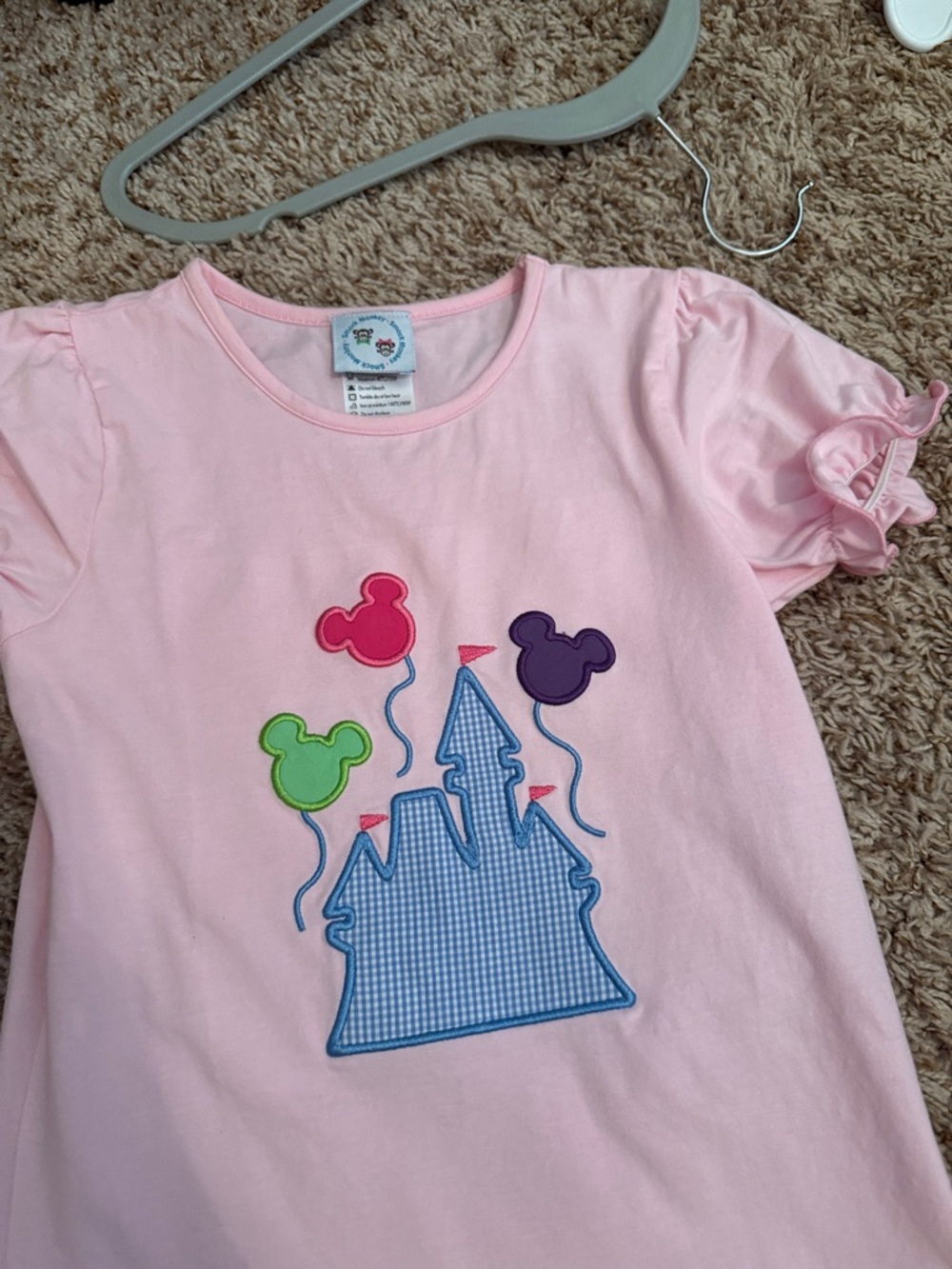 Girls' Pink Castle Appliqué Short Sleeve Tee